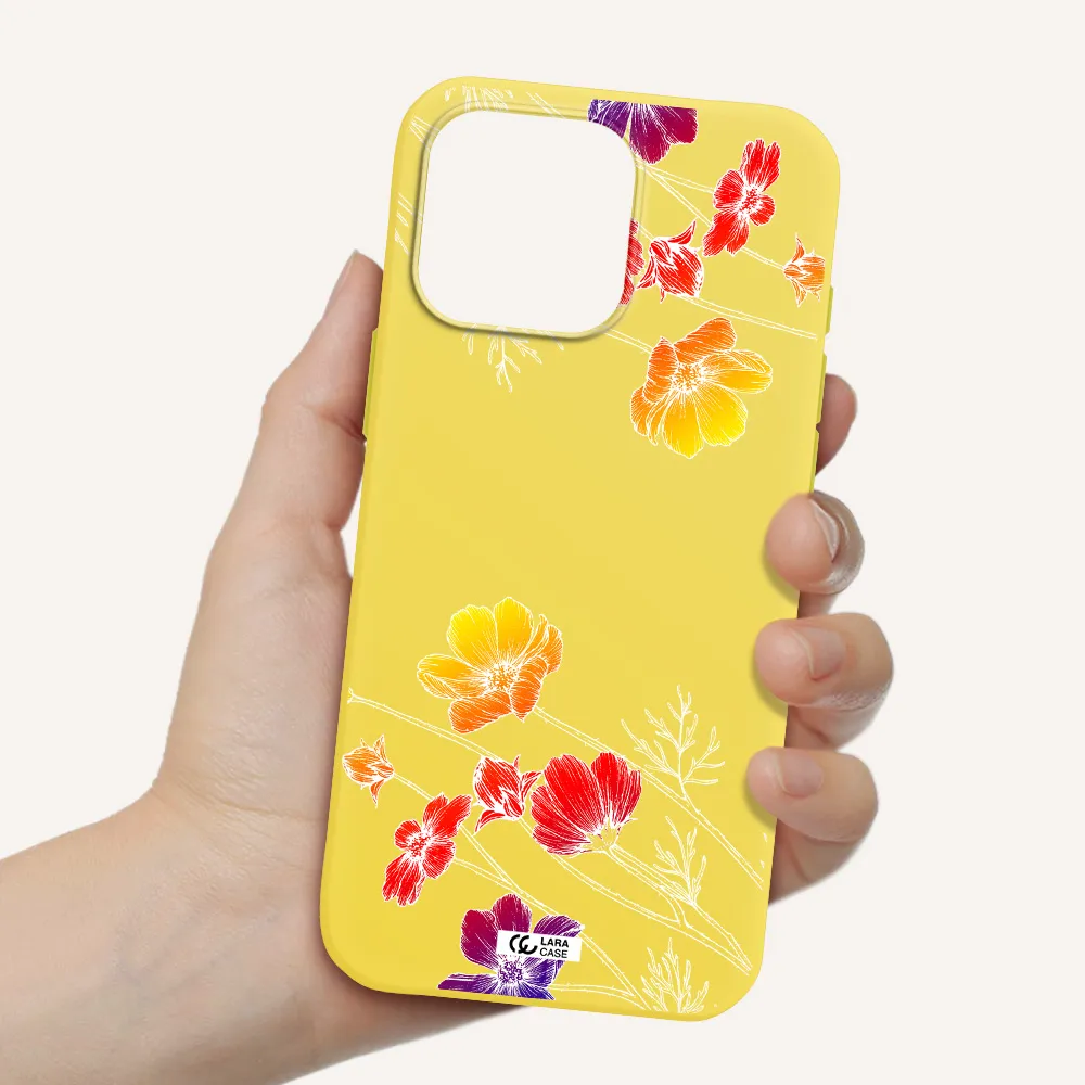Hibiscus Flower Apple Iphone 16 Pro Max Silicone Canary Yellow Case