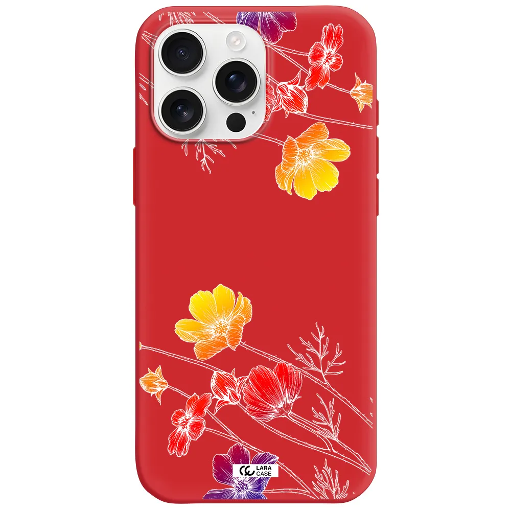 Hibiscus Flower Apple Iphone 16 Pro Max Silicone Imperial Red Case