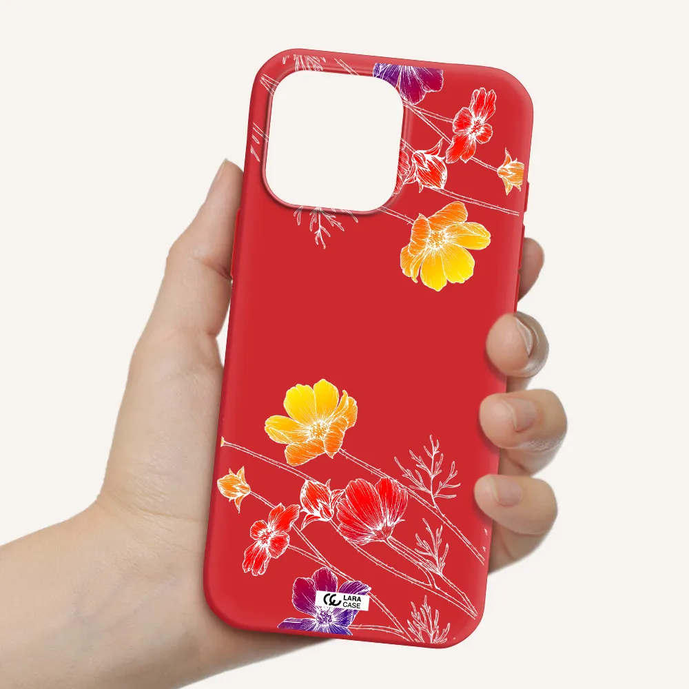 Hibiscus Flower Apple Iphone 16 Pro Max Silicone Imperial Red Case