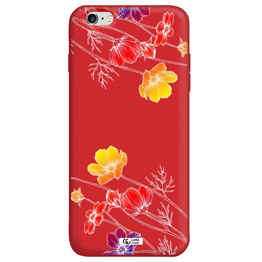 Hibiscus Flower Apple iPhone 6 plus Silicone Imperial Red Case