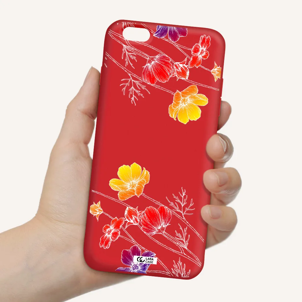 Hibiscus Flower Apple iPhone 6 plus Silicone Imperial Red Case