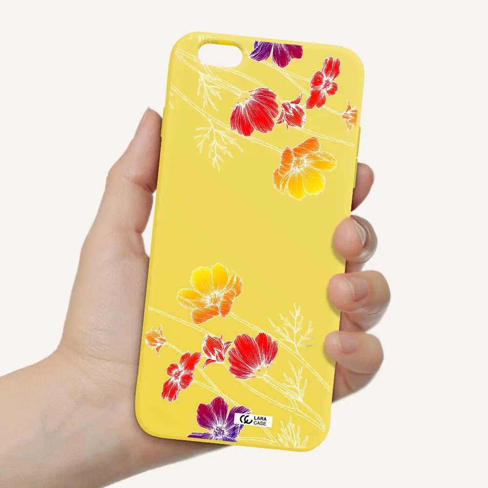 Hibiscus Flower Apple iPhone 6 s plus Silicone canary yellow Case