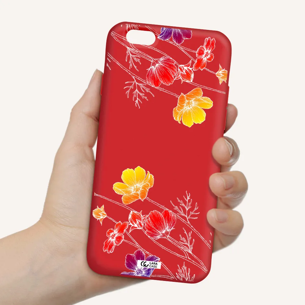 Hibiscus Flower Apple iPhone 6 Silicone Imperial Red Case