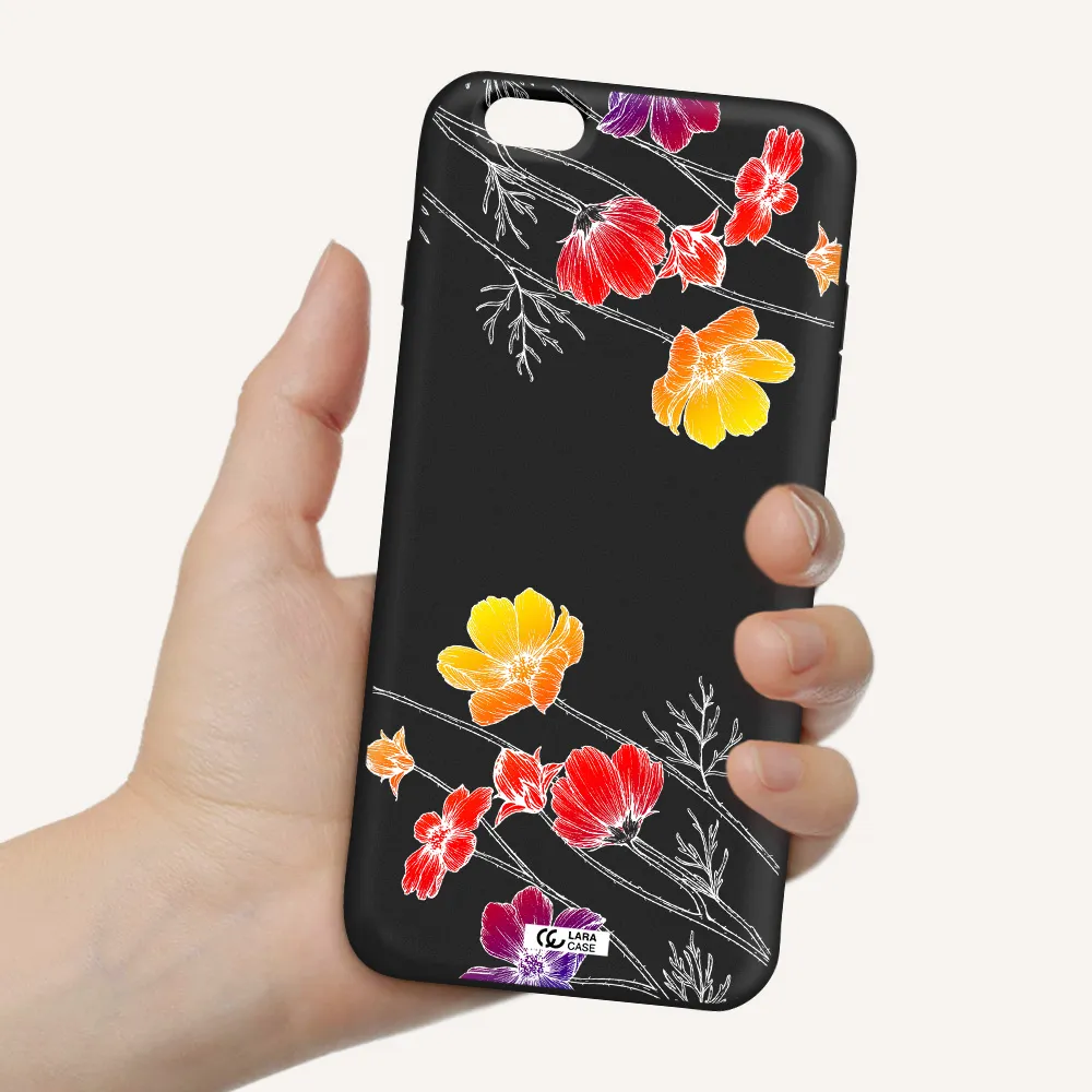 Hibiscus Flower Apple iPhone 6S Silicone black Case