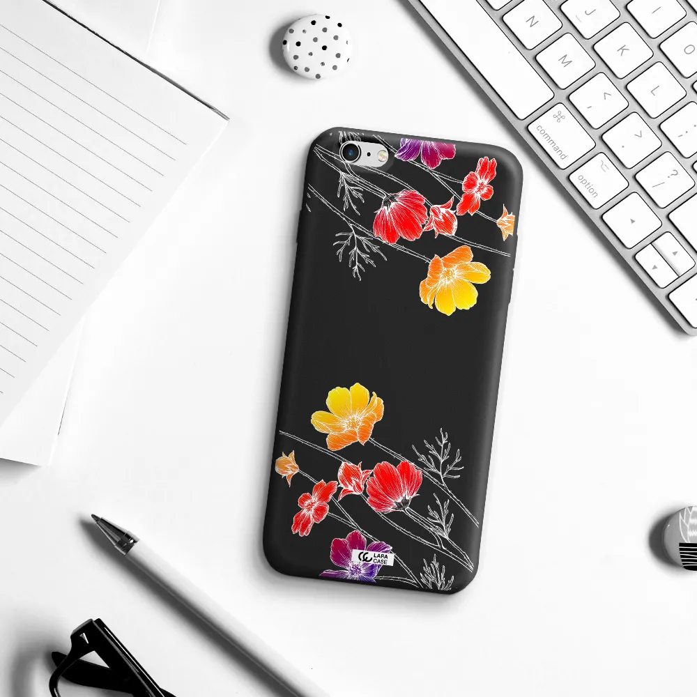 Hibiscus Flower Apple iPhone 6S Silicone black Case