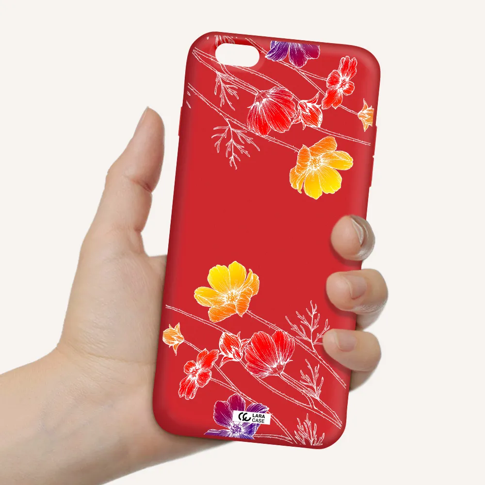 Hibiscus Flower Apple iPhone 6S Silicone Imperial Red Case