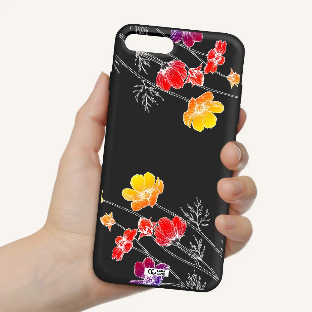 Hibiscus Flower Apple iPhone 7 plus Silicone black Case