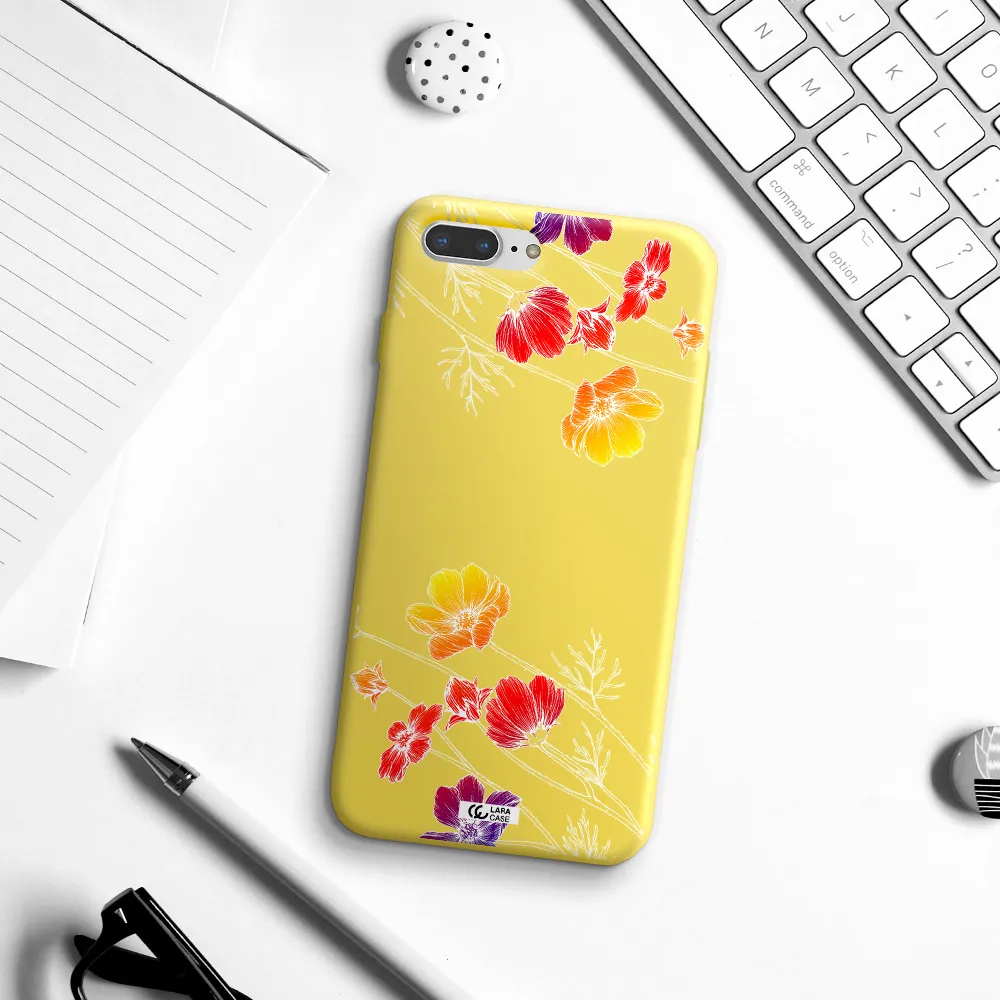 Hibiscus Flower Apple iPhone 7 plus Silicone canary yellow Case
