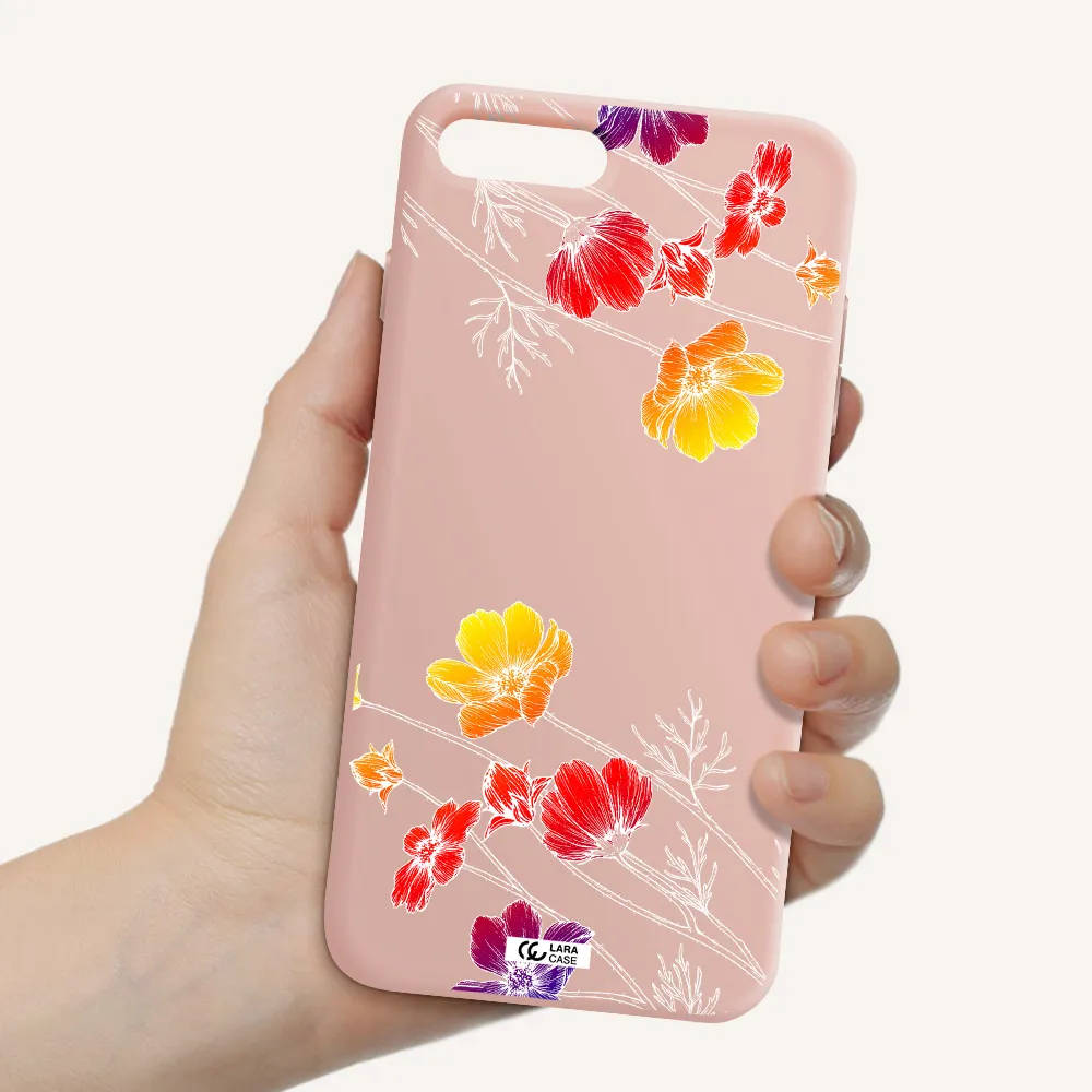 Hibiscus Flower Apple iPhone 7 plus Silicone pastel pink Case