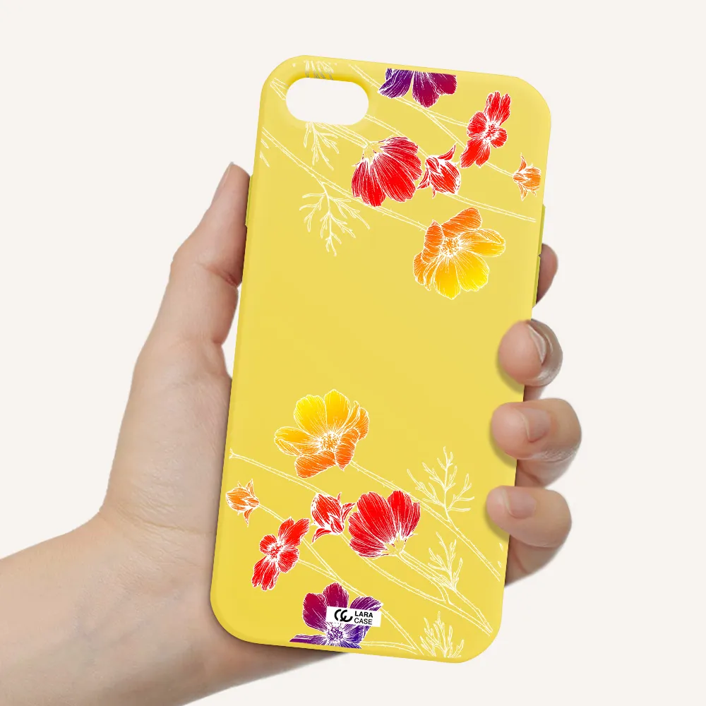 Hibiscus Flower Apple iPhone 7 Silicone canary yellow Case