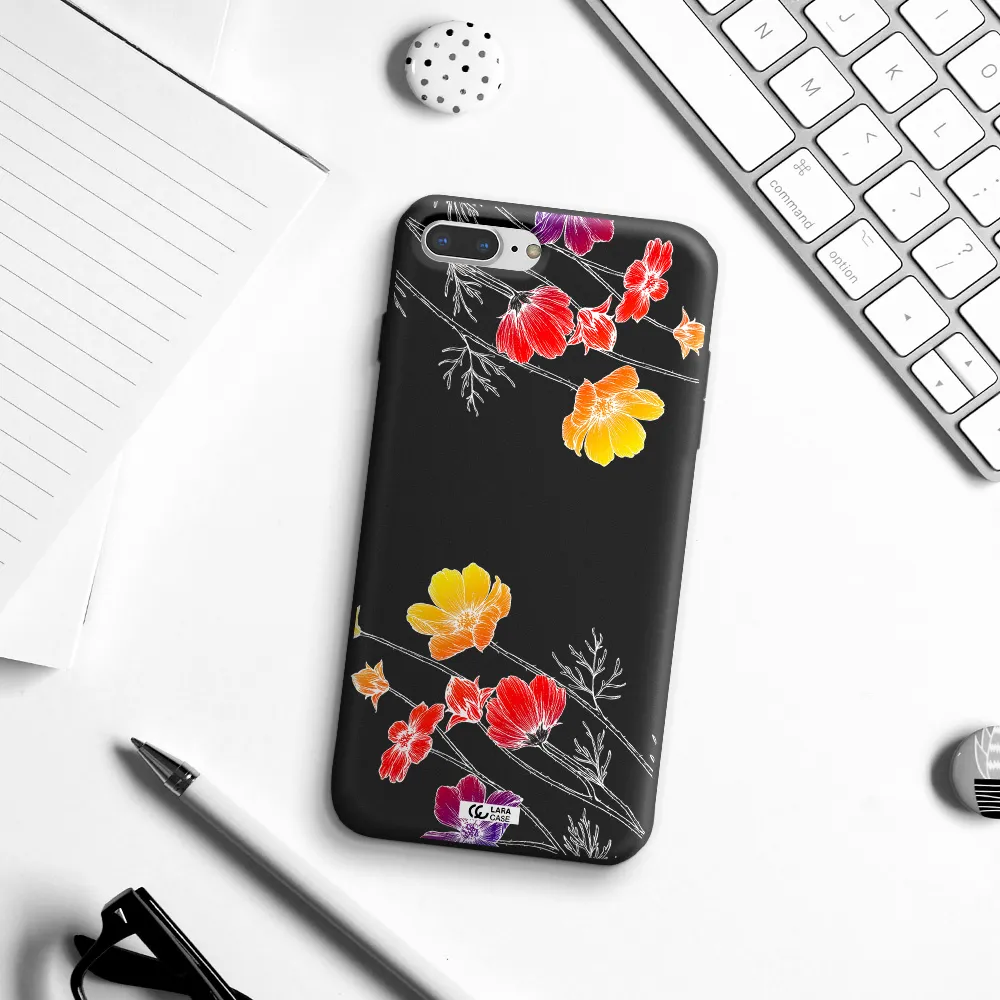 Hibiscus Flower Apple iPhone 8 plus Silicone black Case
