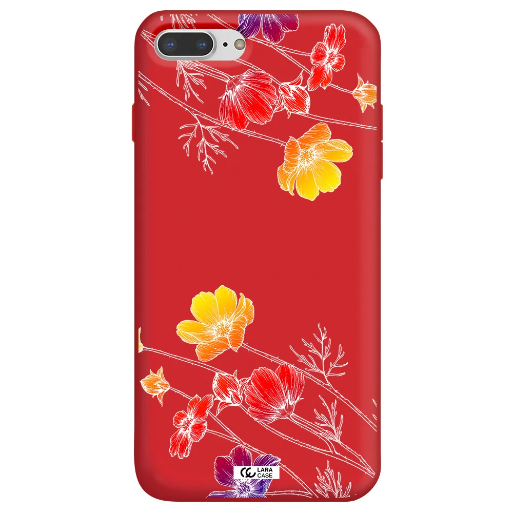 Hibiscus Flower Apple iPhone 8 plus Silicone Imperial Red Case