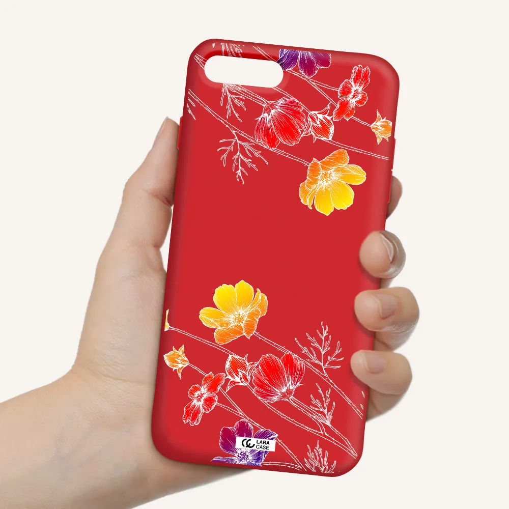 Hibiscus Flower Apple iPhone 8 plus Silicone Imperial Red Case
