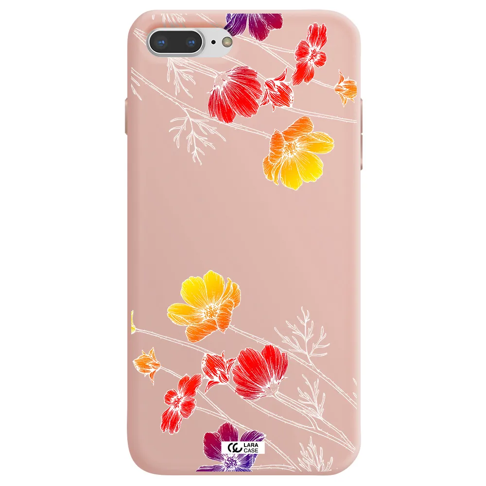 Hibiscus Flower Apple iPhone 8 plus Silicone pastel pink Case