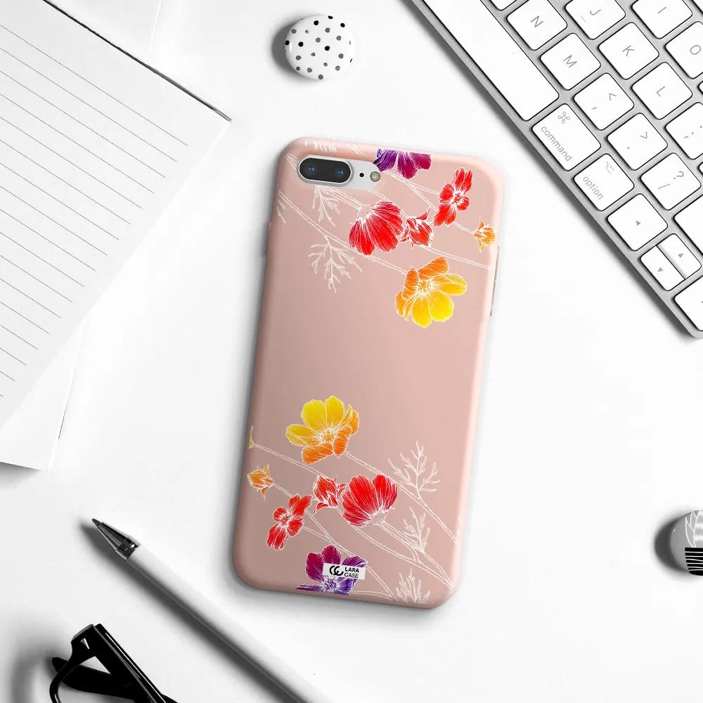 Hibiscus Flower Apple iPhone 8 plus Silicone pastel pink Case