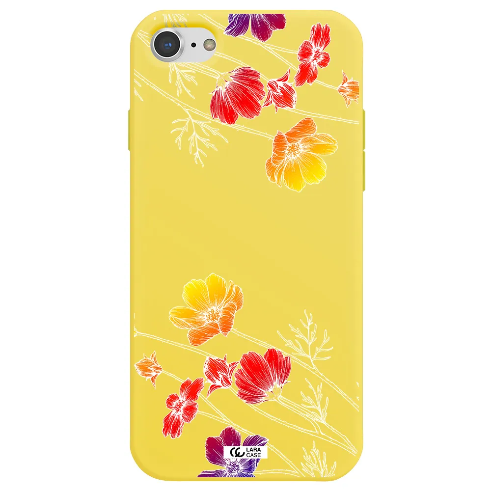 Hibiscus Flower Apple iPhone 8 Silicone canary yellow Case