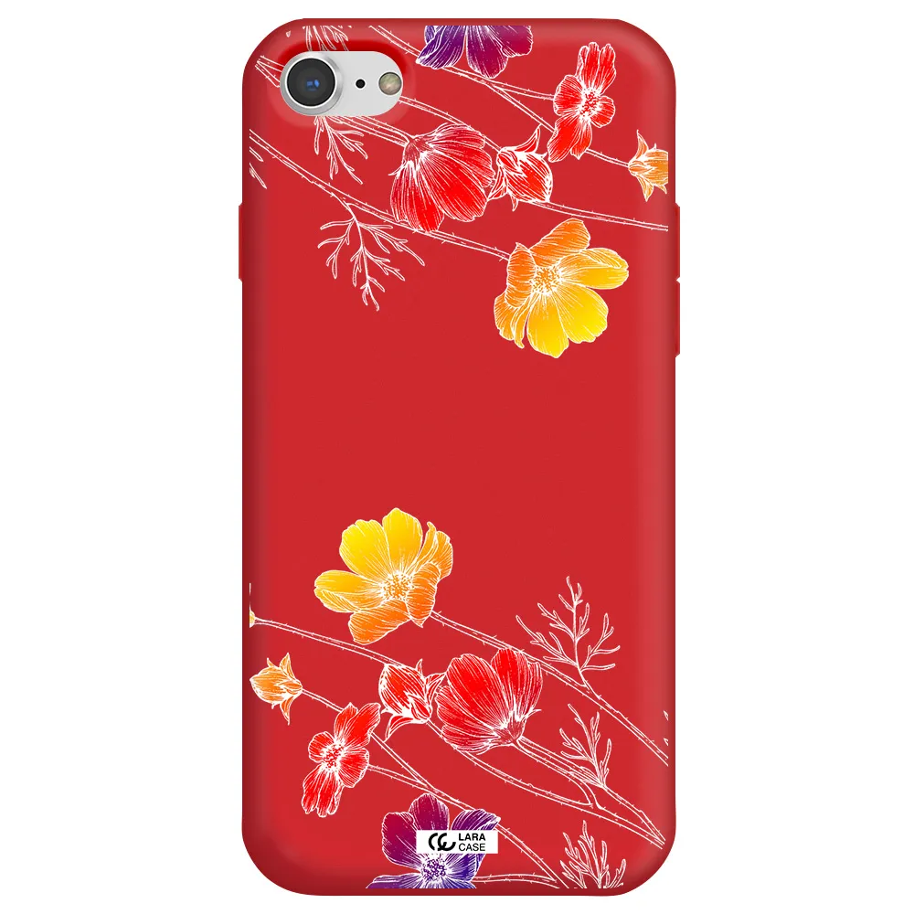 Hibiscus Flower Apple iPhone 8 Silicone Imperial Red Case