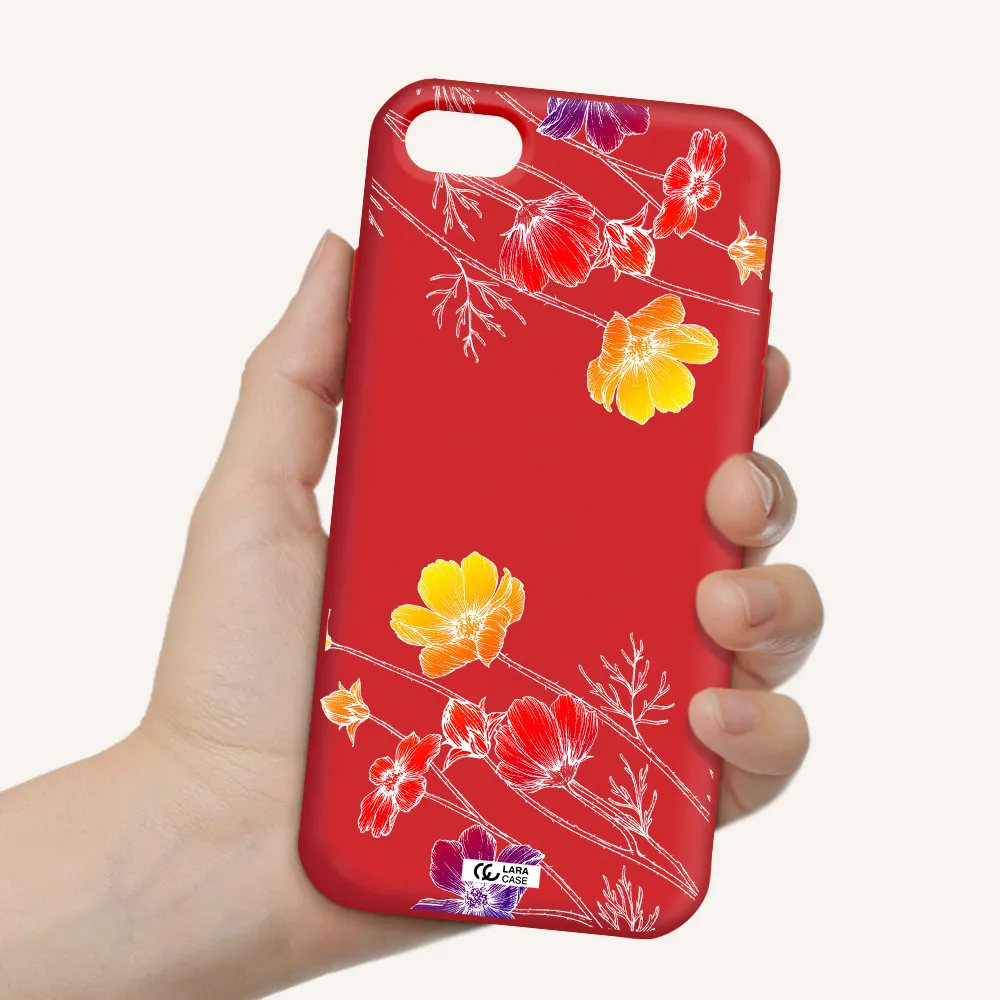 Hibiscus Flower Apple iPhone 8 Silicone Imperial Red Case