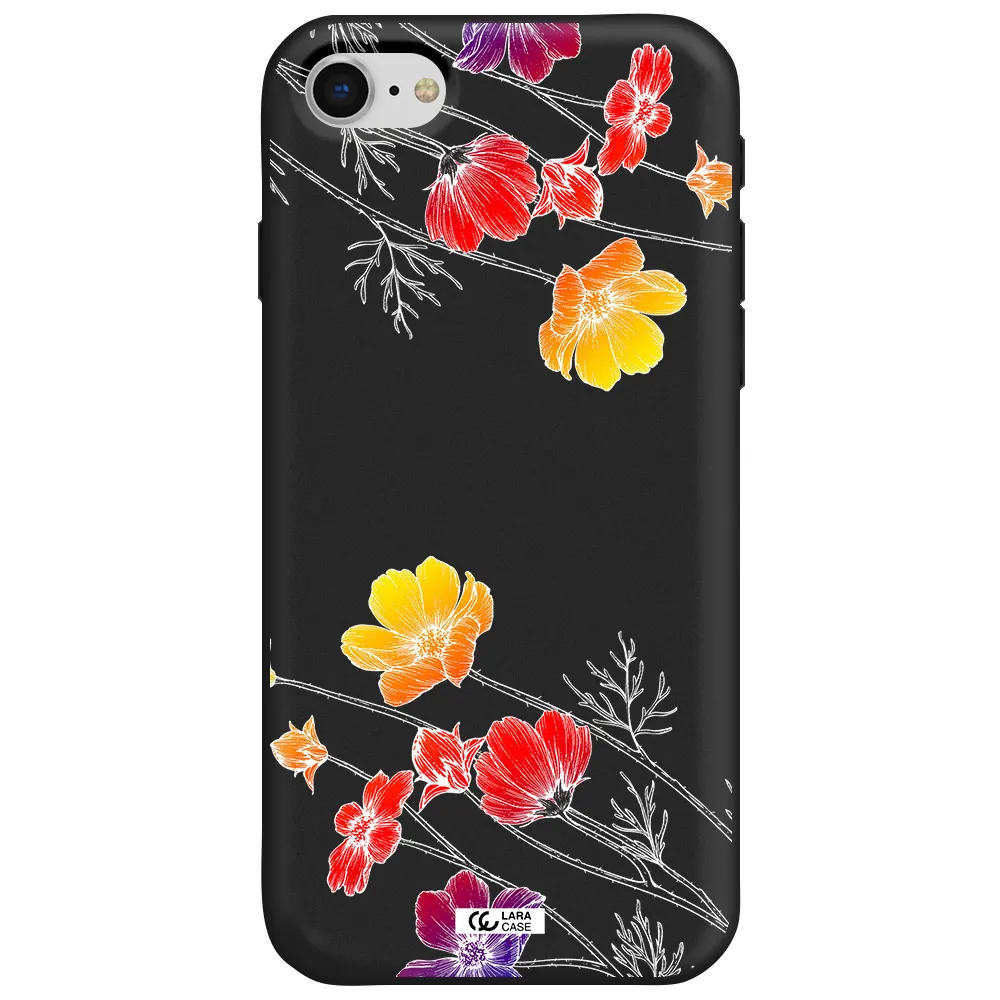 Hibiscus Flower Apple iPhone se 2020 Silicone black Case