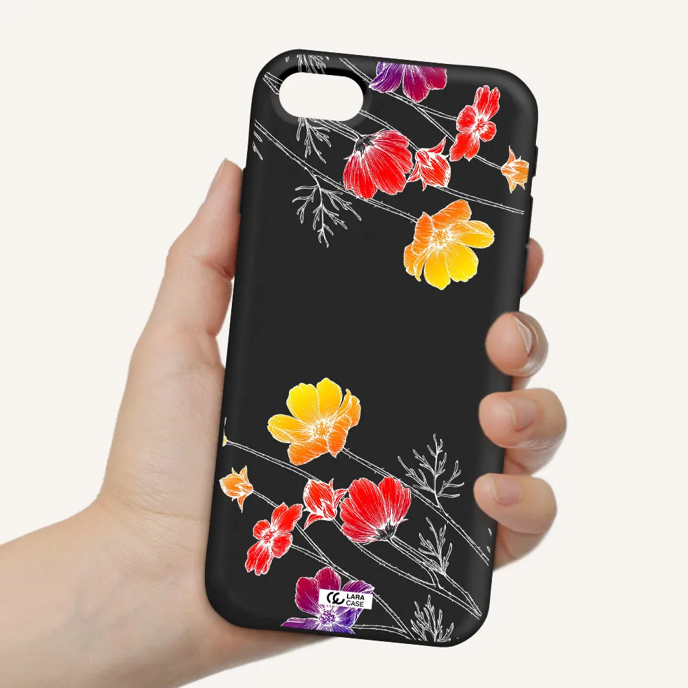 Hibiscus Flower Apple iPhone se 2020 Silicone black Case