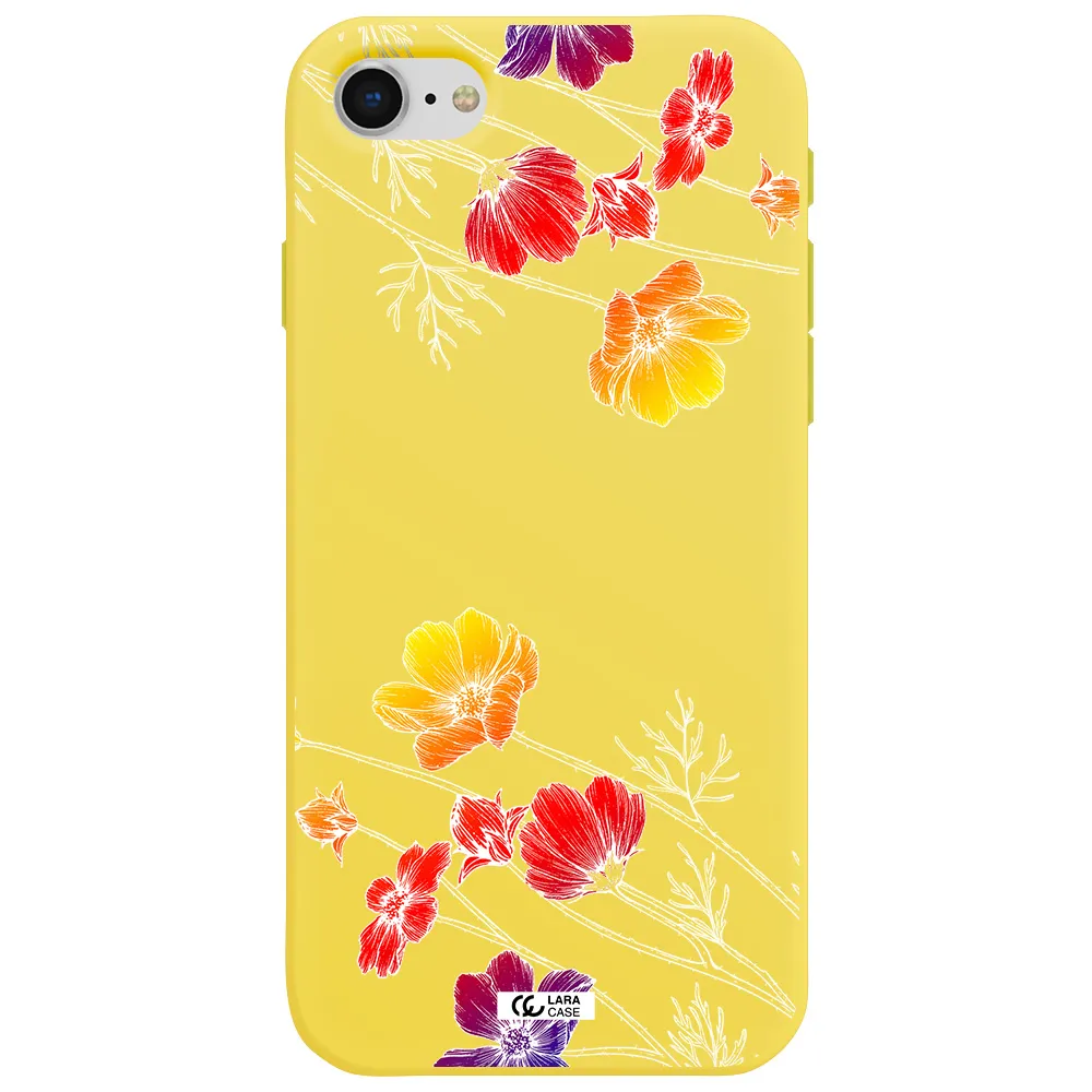 Hibiscus Flower Apple iPhone se 2020 Silicone canary yellow Case