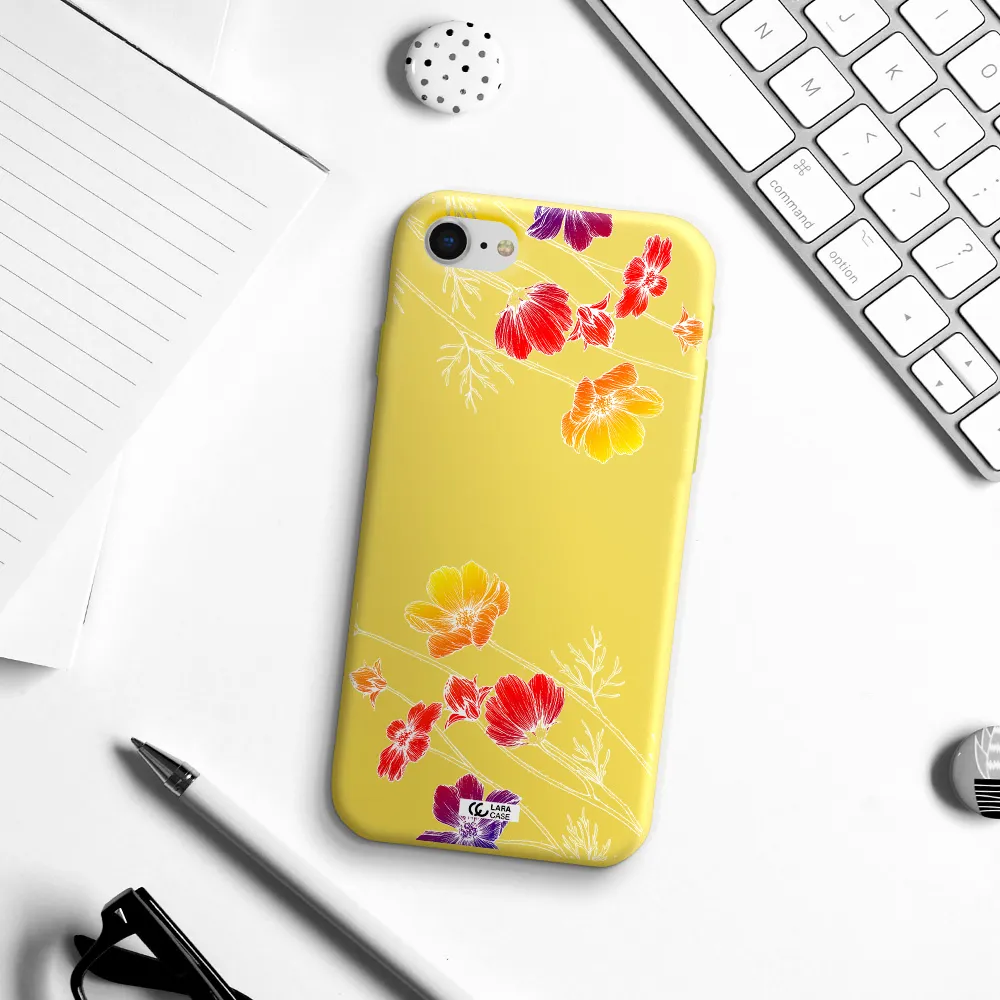 Hibiscus Flower Apple iPhone se 2020 Silicone canary yellow Case