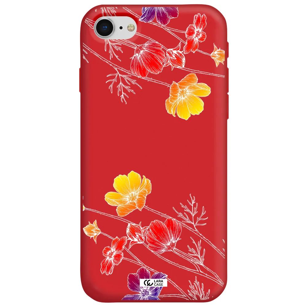 Hibiscus Flower Apple iPhone se 2020 Silicone Imperial Red Case