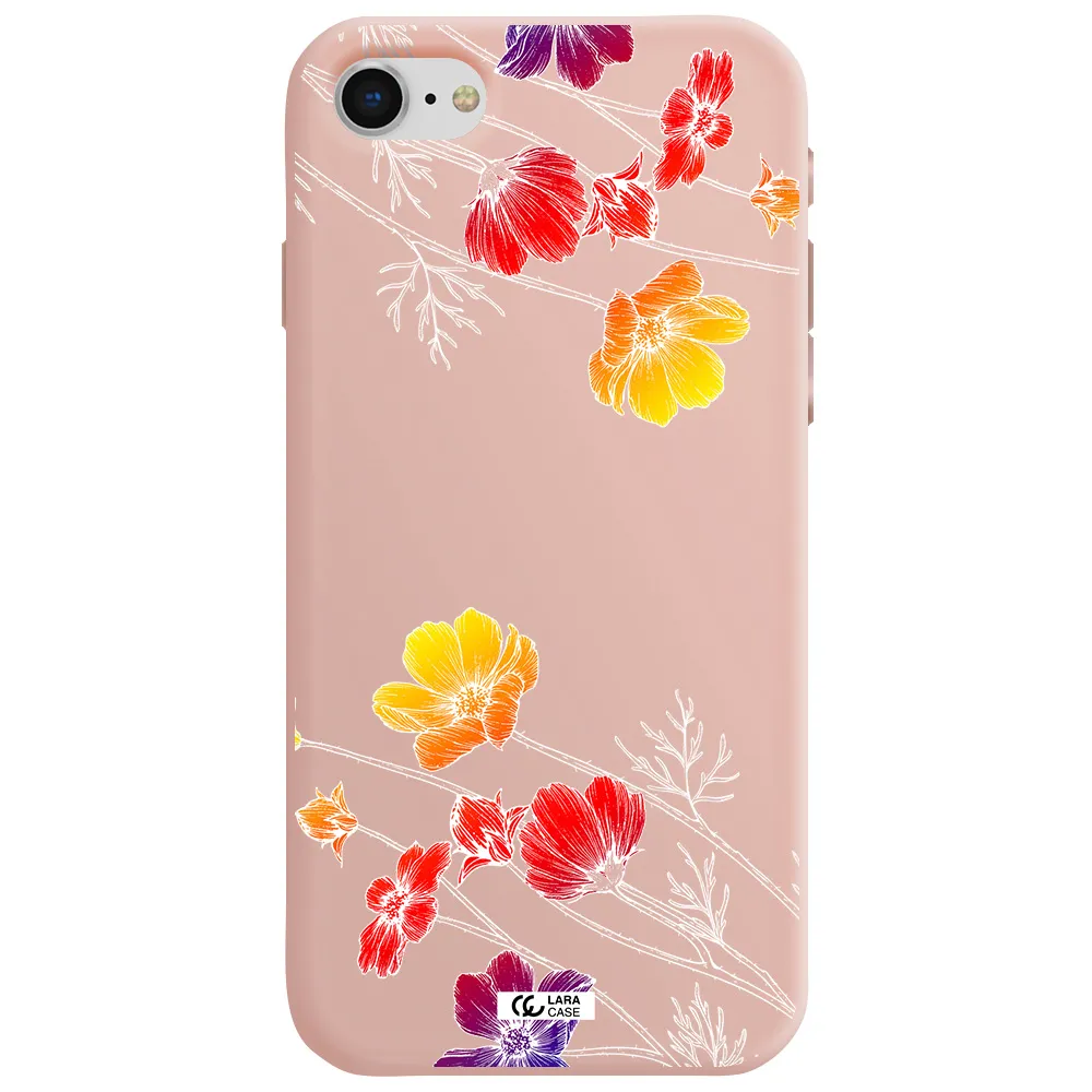 Hibiscus Flower Apple iPhone se 2020 Silicone pastel pink Case