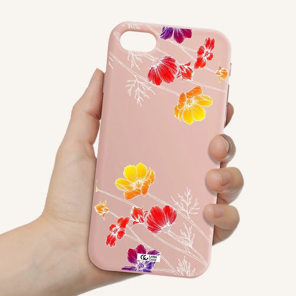 Hibiscus Flower Apple iPhone se 2020 Silicone pastel pink Case