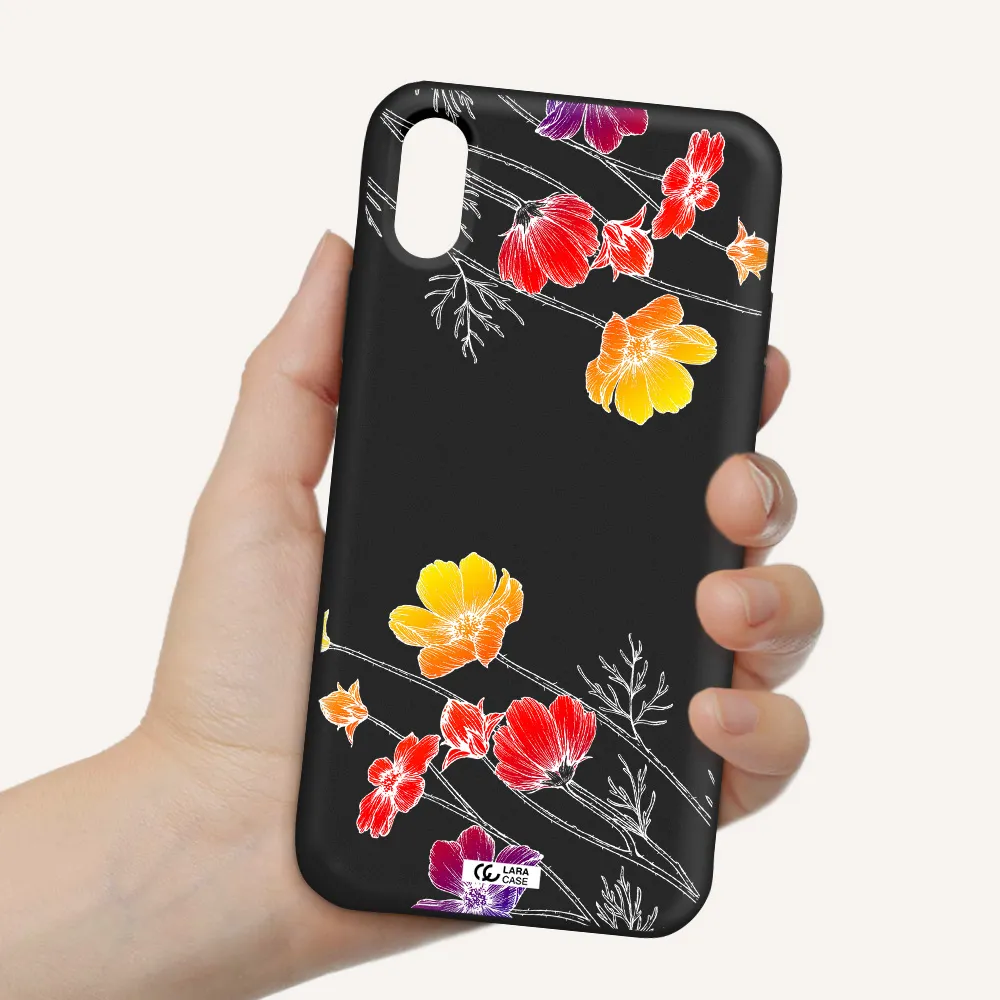 Hibiscus Flower Apple iPhone X Silicone black Case
