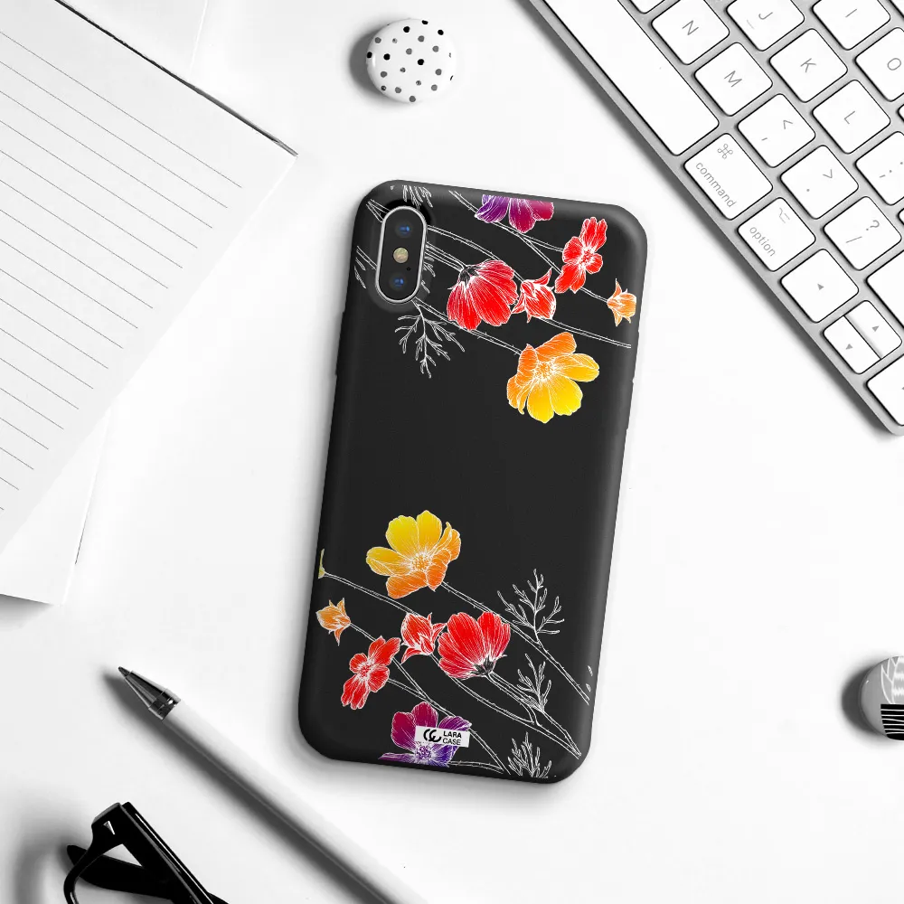 Hibiscus Flower Apple iPhone X Silicone black Case