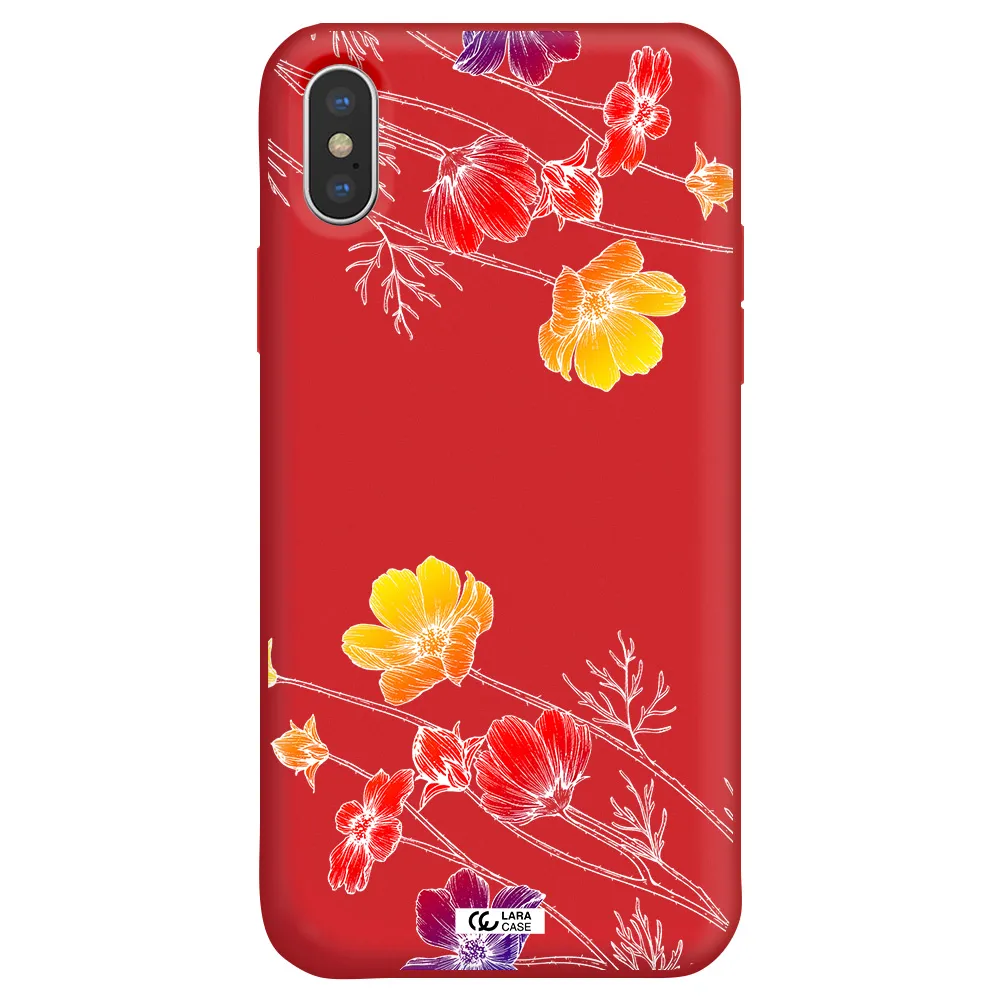 Hibiscus Flower Apple iPhone X Silicone Imperial Red Case