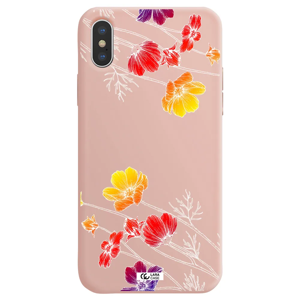 Hibiscus Flower Apple iPhone X Silicone pastel pink Case