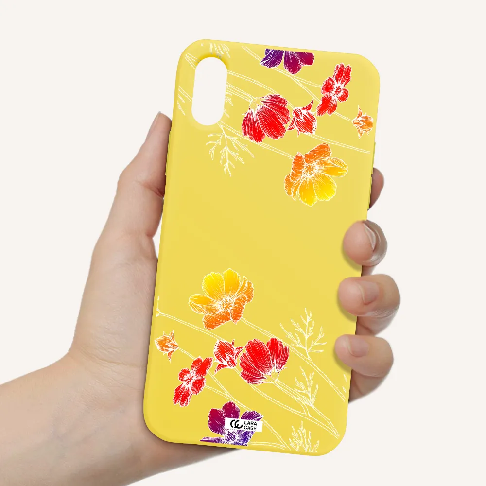 Hibiscus Flower Apple iPhone XS Silicone canary yellow Case