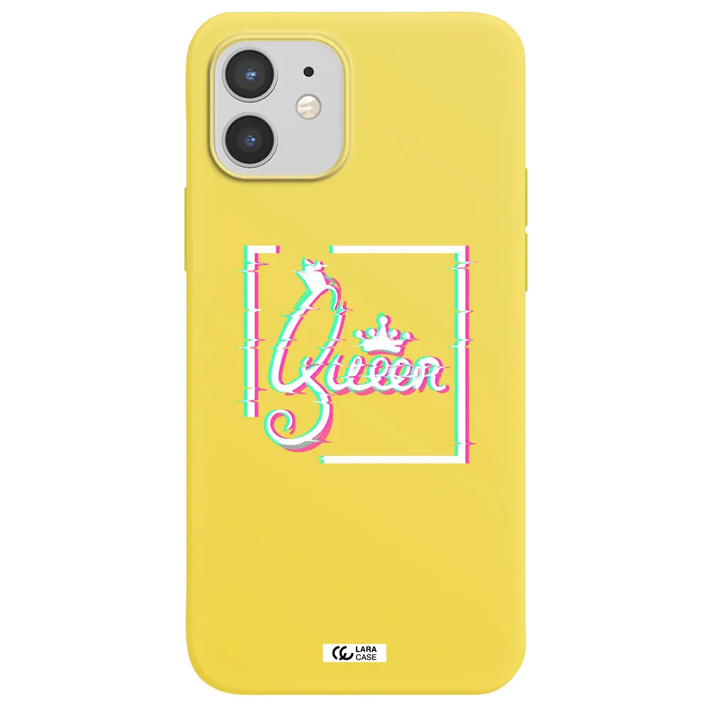 Queen Apple iPhone 12 Silicone canary yellow Case