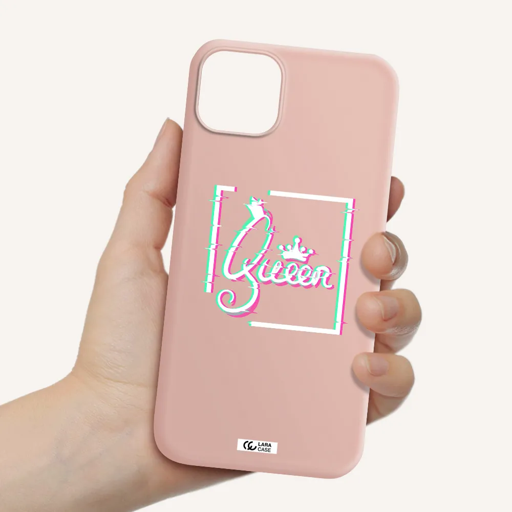 Queen Apple iPhone 14 plus Silicone pastel pink Case