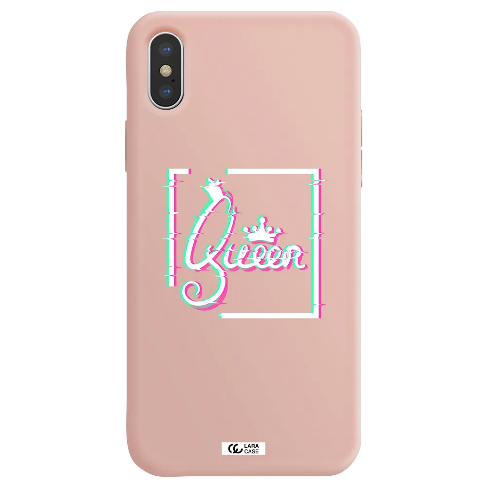 Queen Apple iPhone X Silicone pastel pink Case