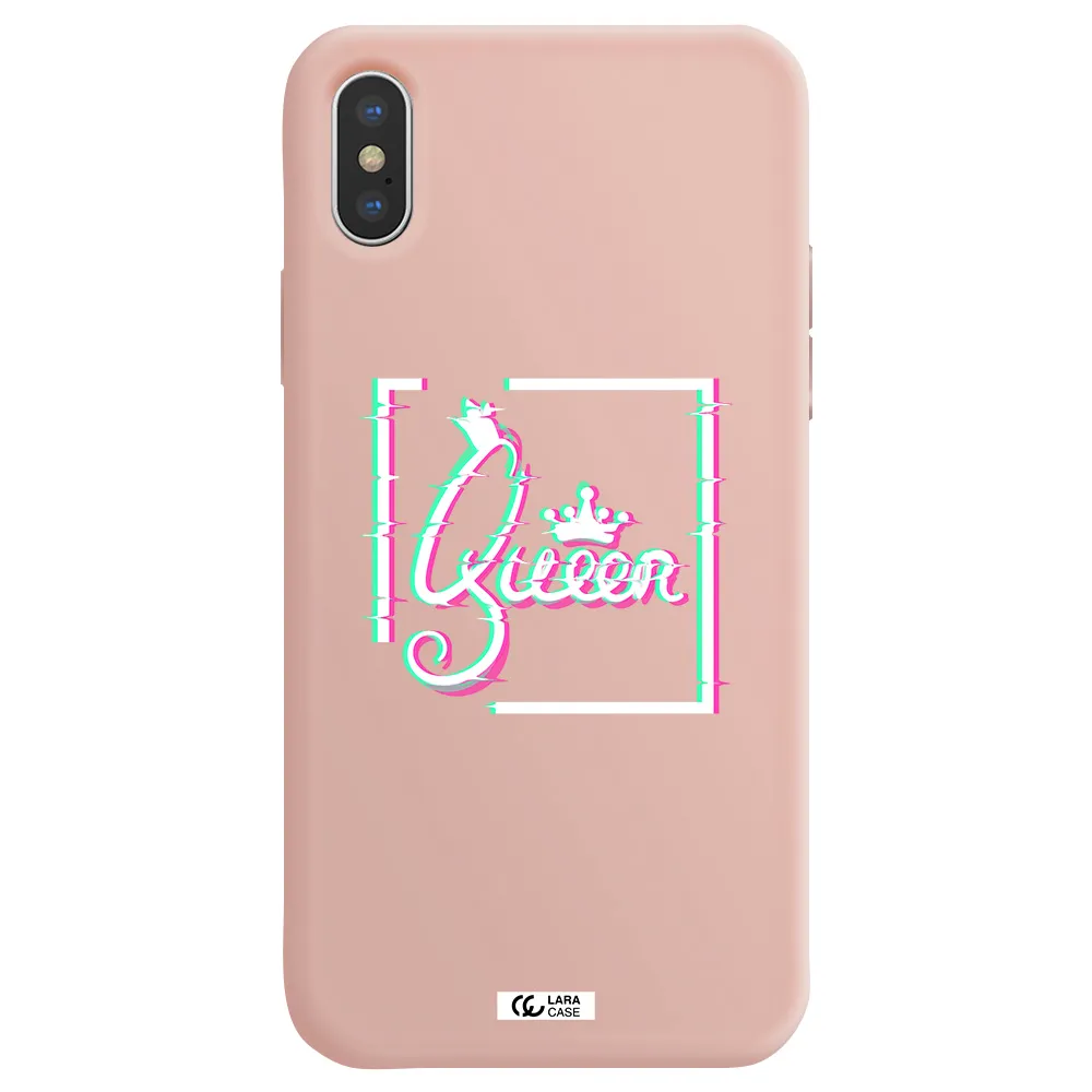 Queen Apple iPhone XS Silicone pastel pink Case
