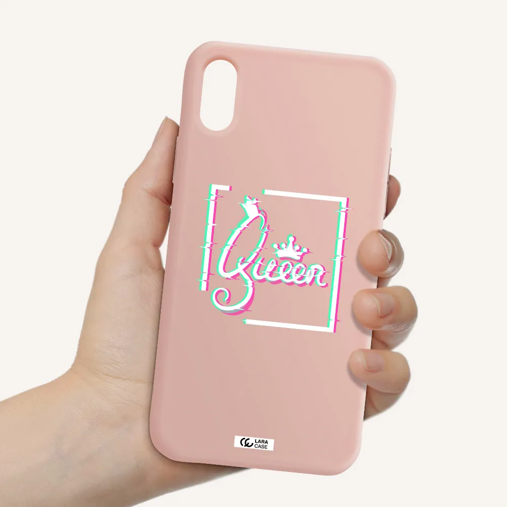 Queen Apple iPhone XS Silicone pastel pink Case