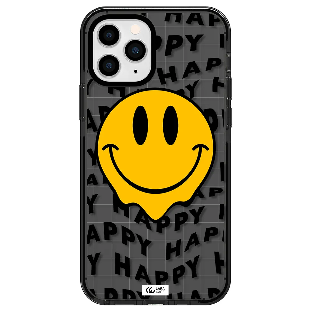 Happy Emoji Apple iPhone 11 pro max impact Smoke Black Case