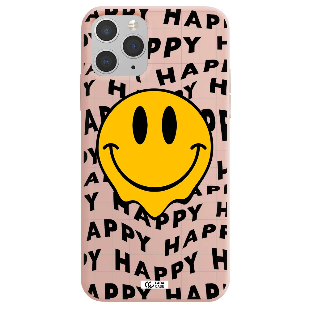 Happy Emoji Apple iPhone 11 pro max Silicone pastel pink Case