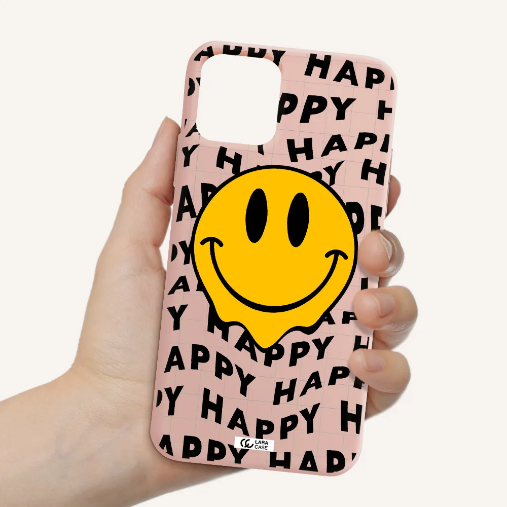 Happy Emoji Apple iPhone 11 pro max Silicone pastel pink Case