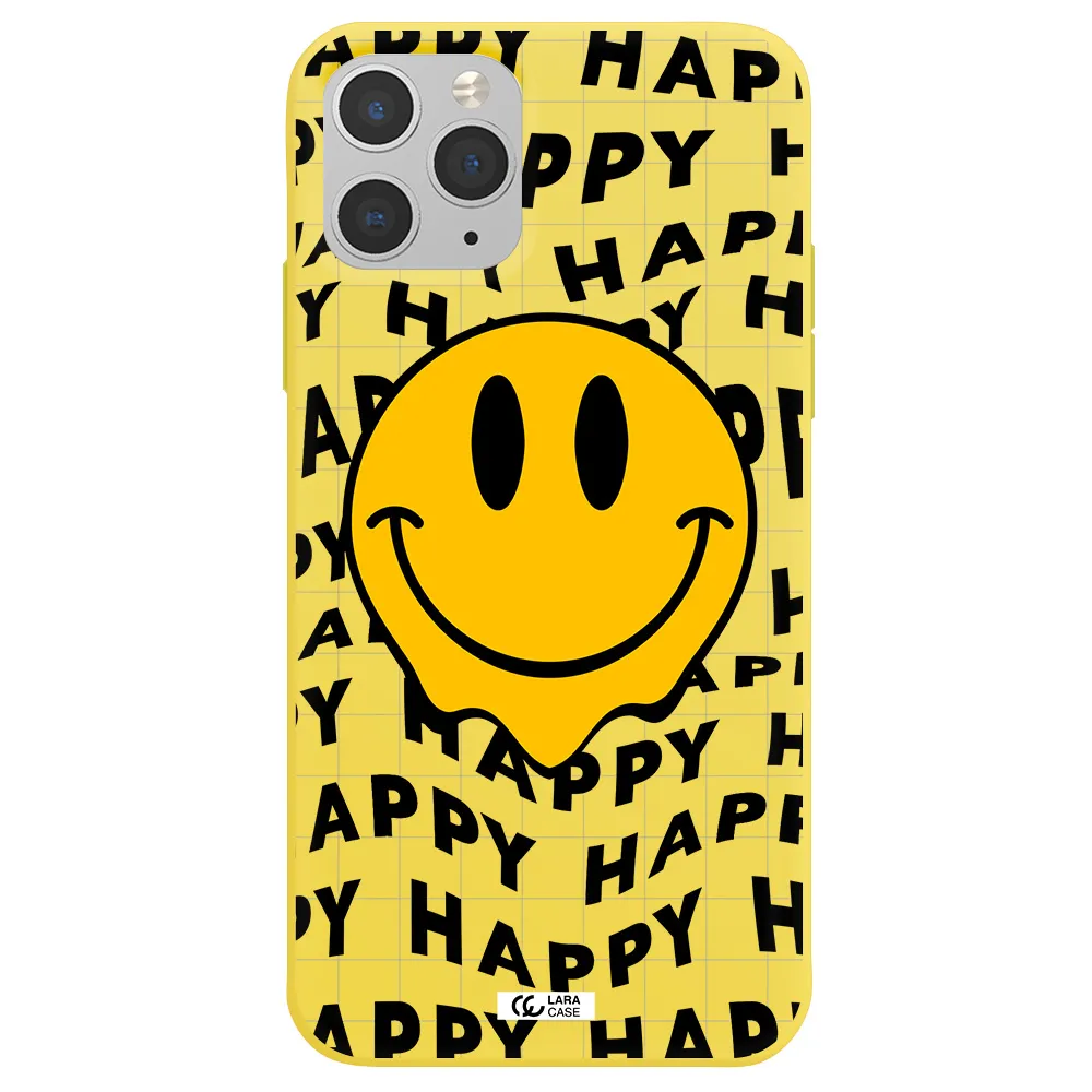 Happy Emoji Apple iPhone 11 pro Silicone canary yellow Case