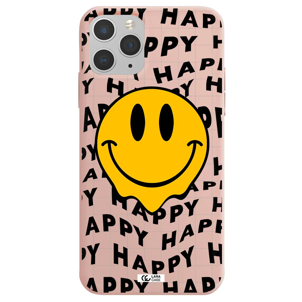 Happy Emoji Apple iPhone 11 pro Silicone pastel pink Case