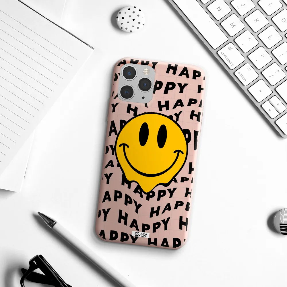Happy Emoji Apple iPhone 11 pro Silicone pastel pink Case