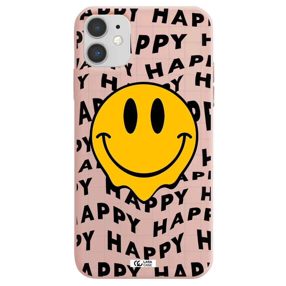 Happy Emoji Apple iPhone 11 Silicone pastel pink Case