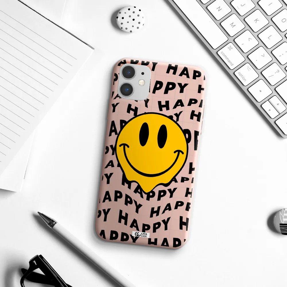 Happy Emoji Apple iPhone 11 Silicone pastel pink Case