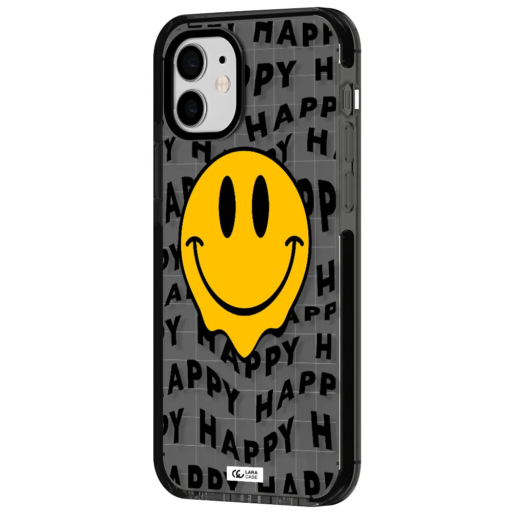 Happy Emoji Apple iPhone 12 impact Smoke Black Case
