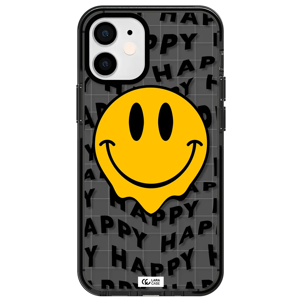 Happy Emoji Apple iPhone 12 mini impact Smoke Black Case