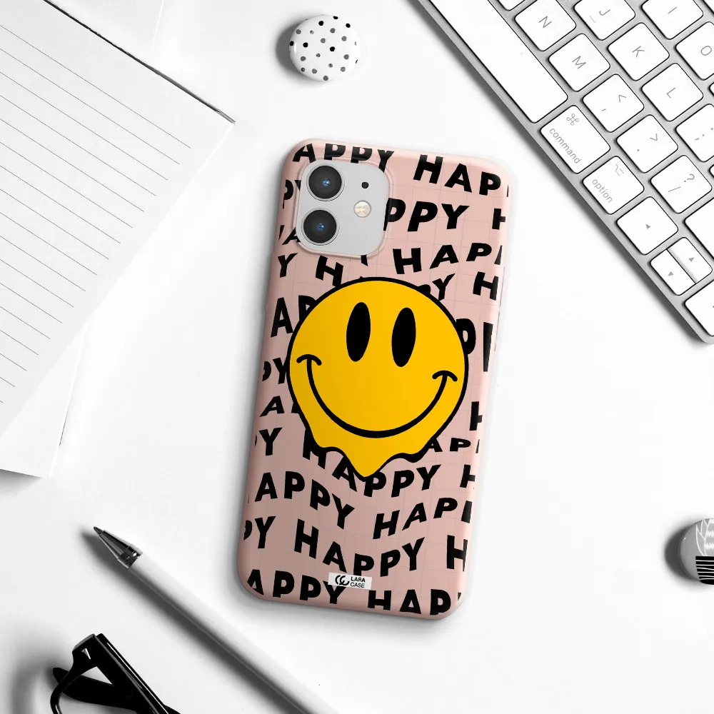 Happy Emoji Apple iPhone 12 mini Silicone pastel pink Case